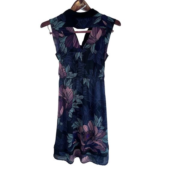 Maeve Anthropologie Bretin Black A-Line Floral Neck Tie Midi Dress Small - Picture 2 of 9